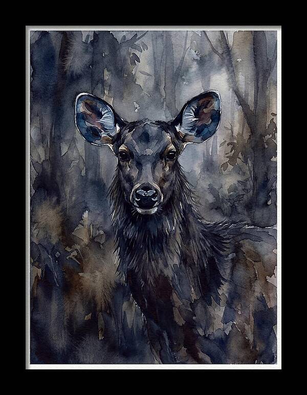 Sambar Deer In Misty Forest