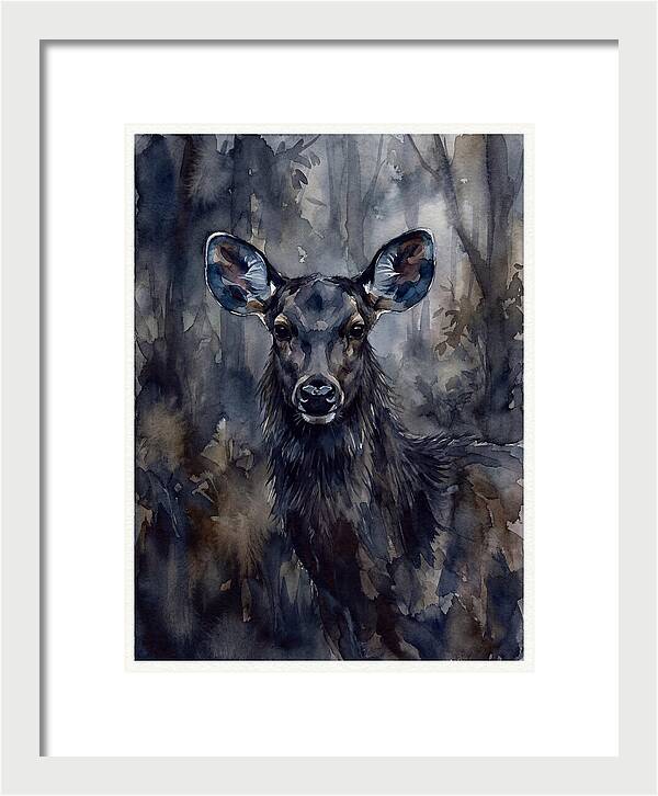 Sambar Deer In Misty Forest