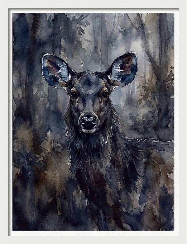 Sambar Deer In Misty Forest