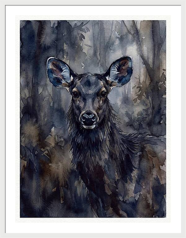 Sambar Deer In Misty Forest