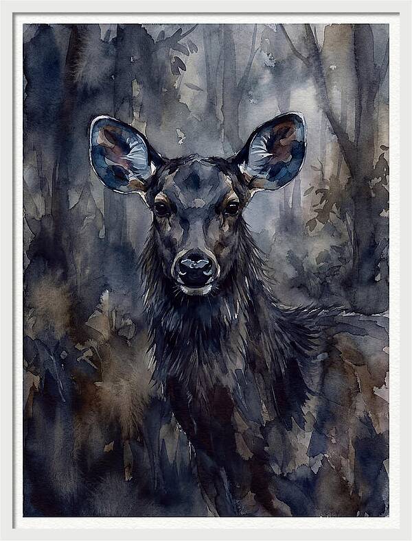 Sambar Deer In Misty Forest