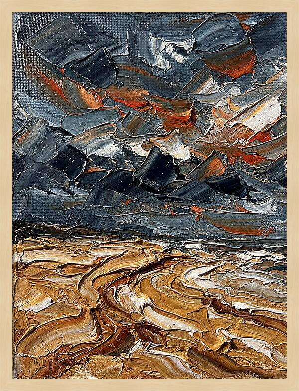 Sandy Beach Under Stormy Skies