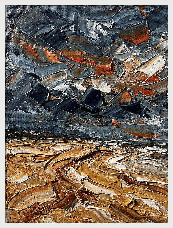 Sandy Beach Under Stormy Skies