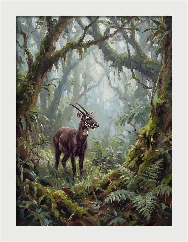 Saola In The Misty Forest