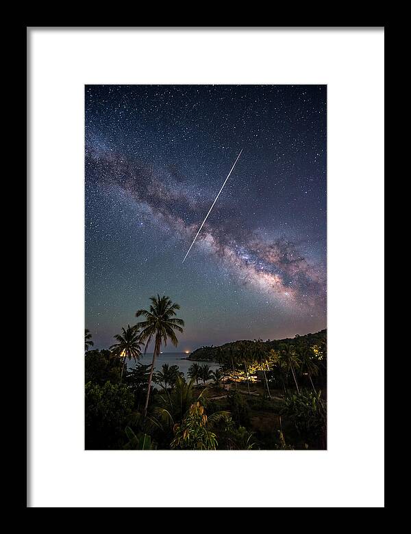 Satellite Trail Across The Milky Way