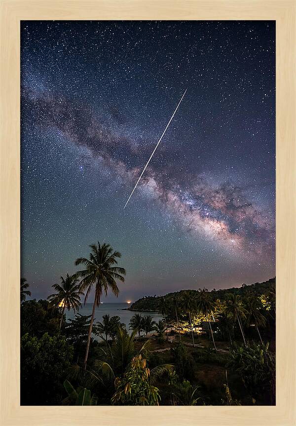 Satellite Trail Across The Milky Way