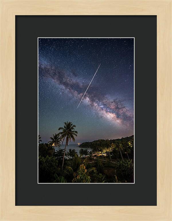 Satellite Trail Across The Milky Way