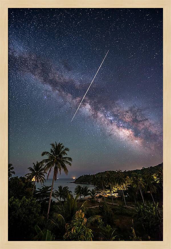 Satellite Trail Across The Milky Way