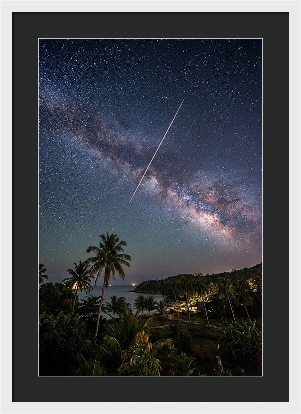 Satellite Trail Across The Milky Way
