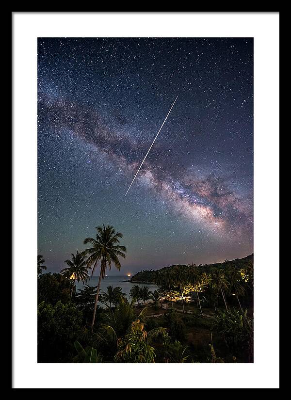 Satellite Trail Across The Milky Way