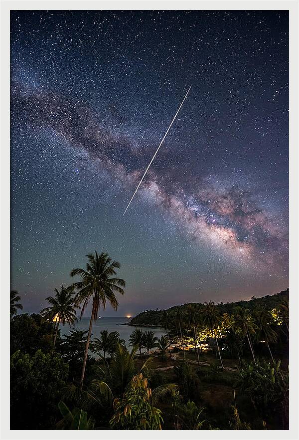 Satellite Trail Across The Milky Way