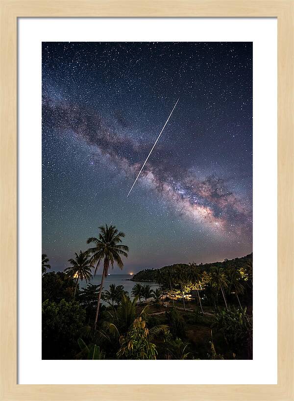 Satellite Trail Across The Milky Way