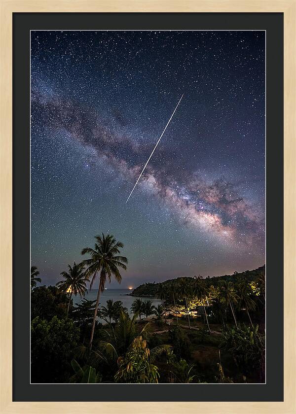 Satellite Trail Across The Milky Way