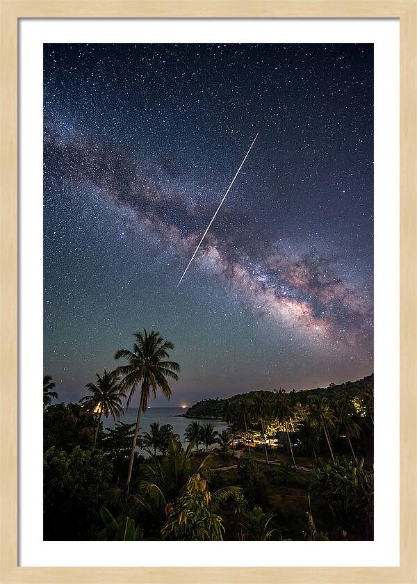 Satellite Trail Across The Milky Way