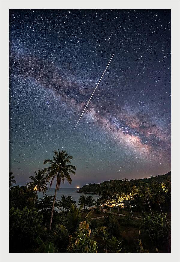 Satellite Trail Across The Milky Way