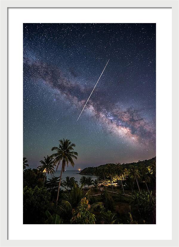Satellite Trail Across The Milky Way