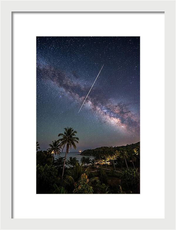 Satellite Trail Across The Milky Way