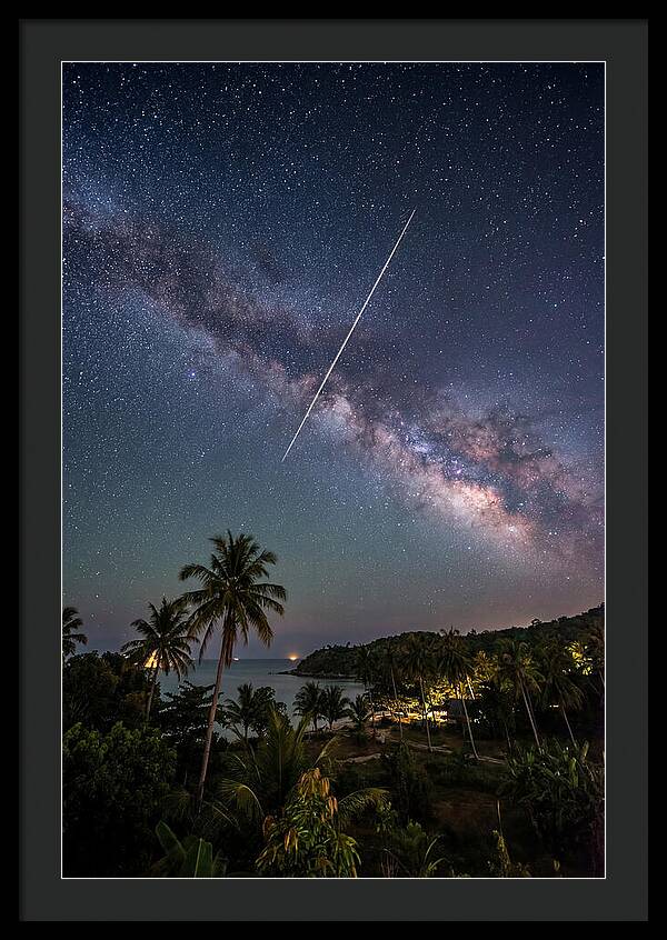Satellite Trail Across The Milky Way