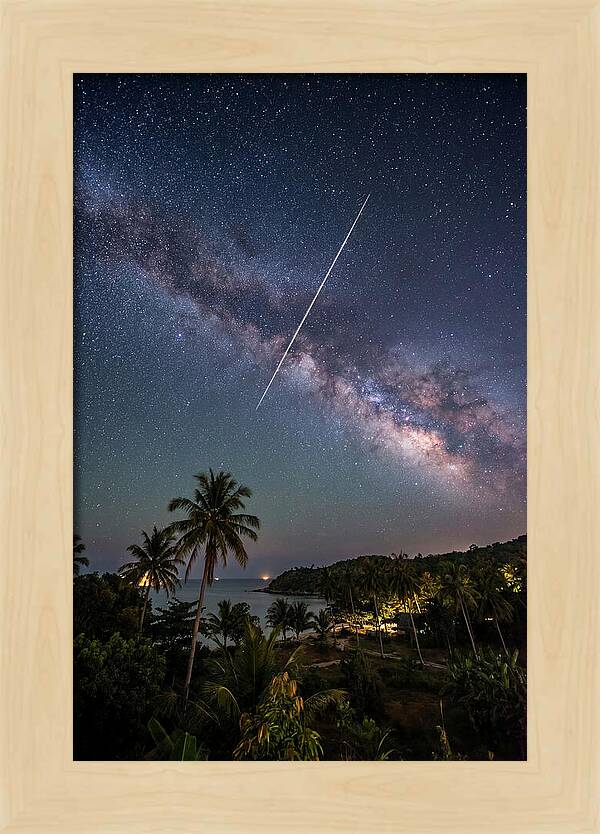 Satellite Trail Across The Milky Way