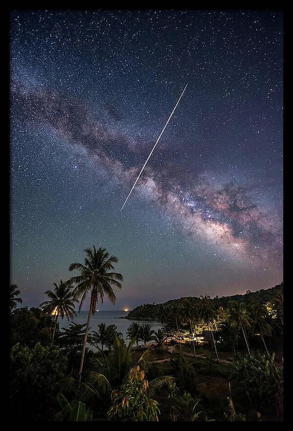 Satellite Trail Across The Milky Way
