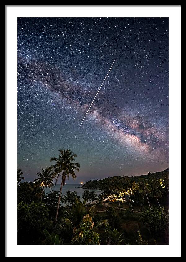 Satellite Trail Across The Milky Way