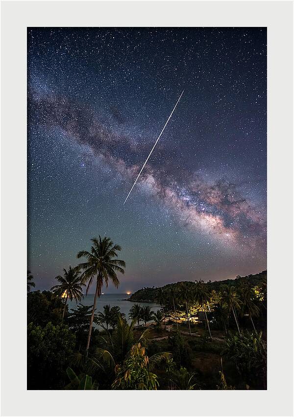 Satellite Trail Across The Milky Way