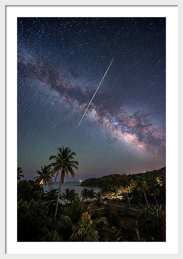 Satellite Trail Across The Milky Way