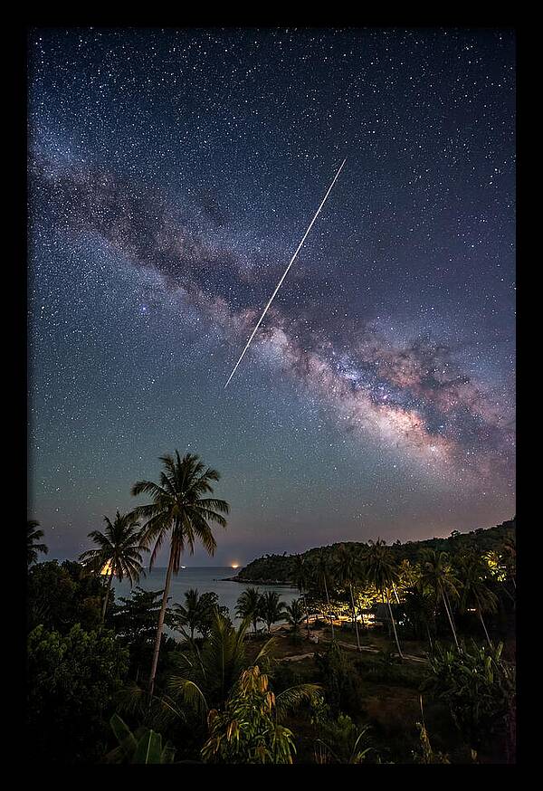 Satellite Trail Across The Milky Way