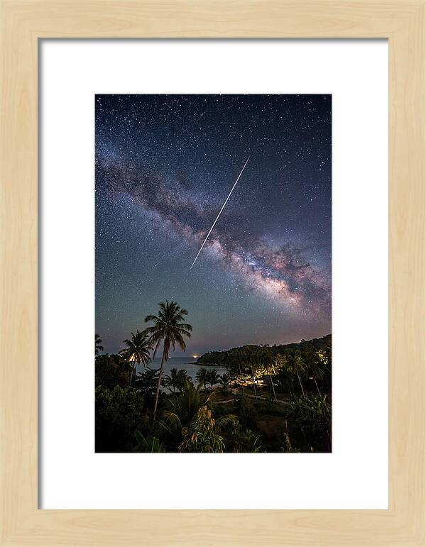 Satellite Trail Across The Milky Way