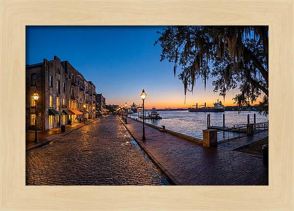 Savannah River Street At Blue Hour