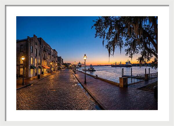 Savannah River Street At Blue Hour