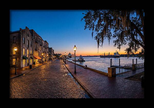 Savannah River Street At Blue Hour