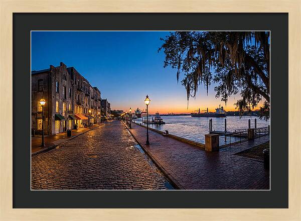Savannah River Street At Blue Hour