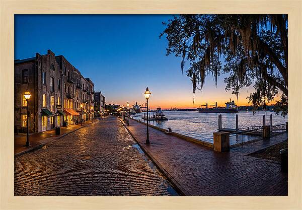 Savannah River Street At Blue Hour