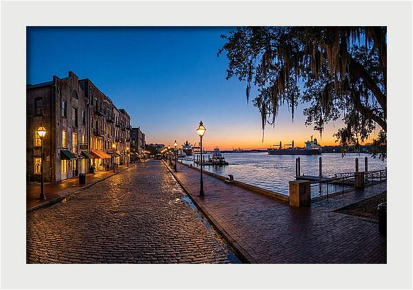 Savannah River Street At Blue Hour