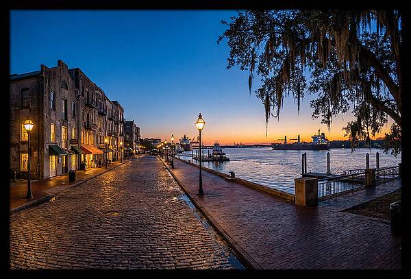 Savannah River Street At Blue Hour