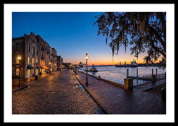 Savannah River Street At Blue Hour