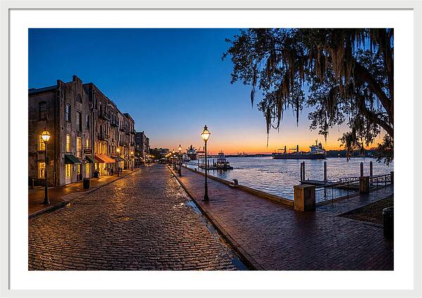 Savannah River Street At Blue Hour