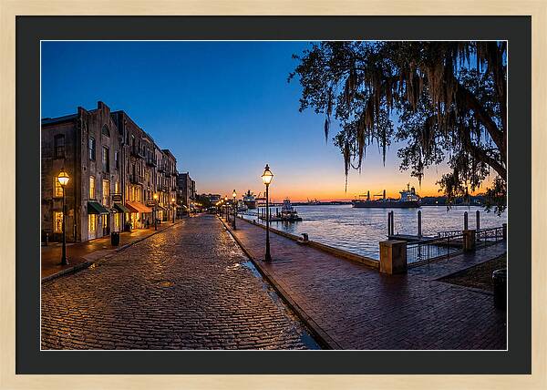 Savannah River Street At Blue Hour