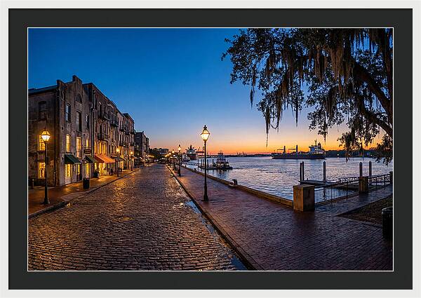 Savannah River Street At Blue Hour