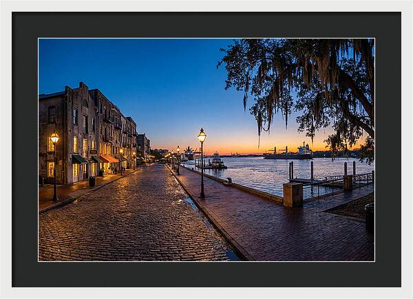Savannah River Street At Blue Hour