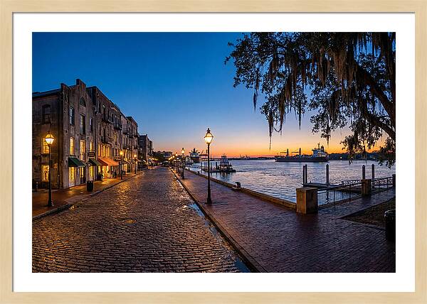 Savannah River Street At Blue Hour