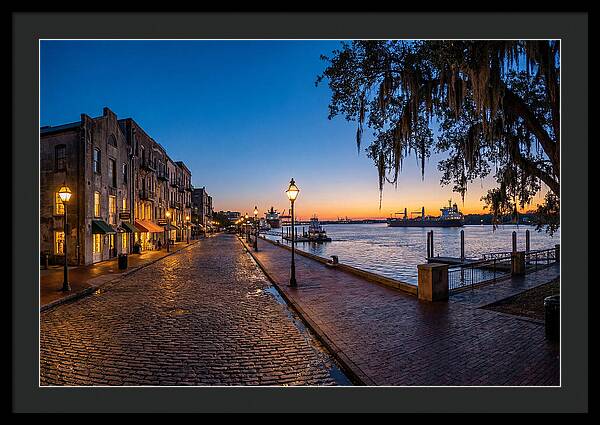 Savannah River Street At Blue Hour