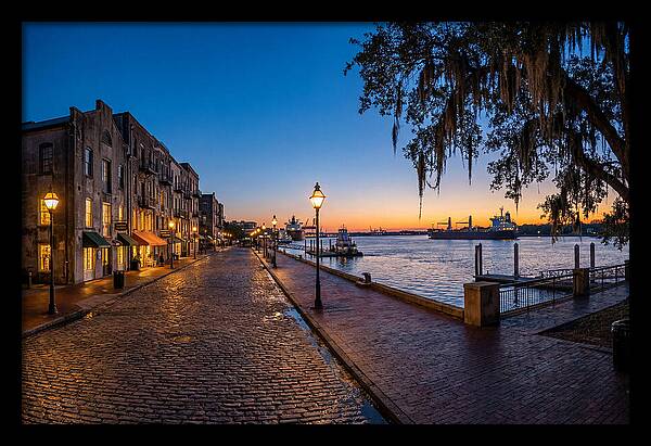 Savannah River Street At Blue Hour