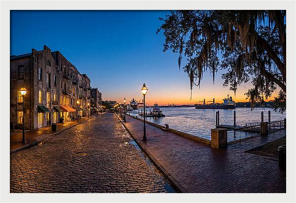 Savannah River Street At Blue Hour