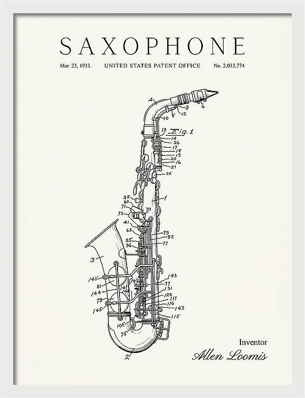 Saxophone Minimalist Patent Us2033774a