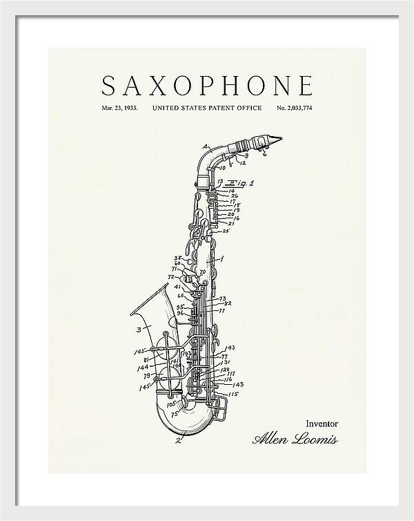 Saxophone Minimalist Patent Us2033774a
