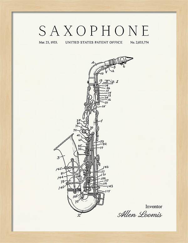 Saxophone Minimalist Patent Us2033774a