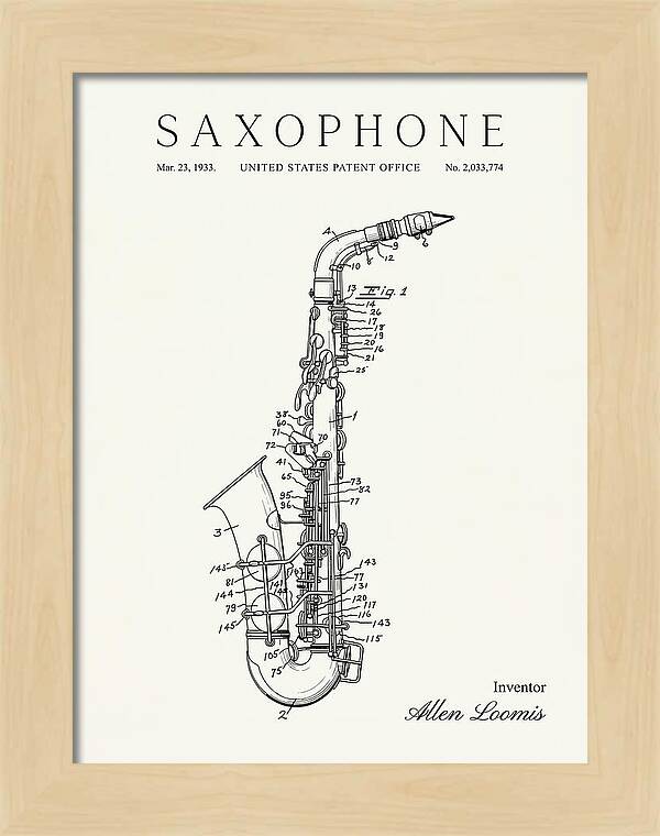 Saxophone Minimalist Patent Us2033774a