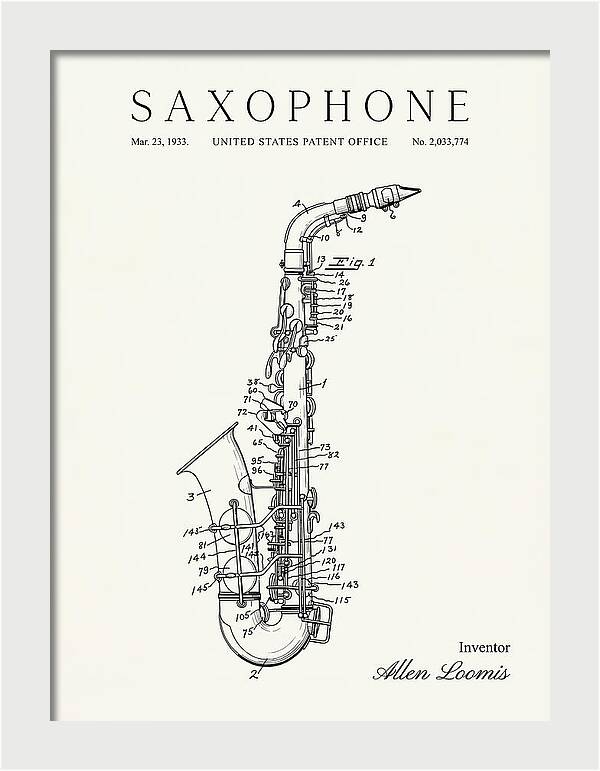 Saxophone Minimalist Patent Us2033774a